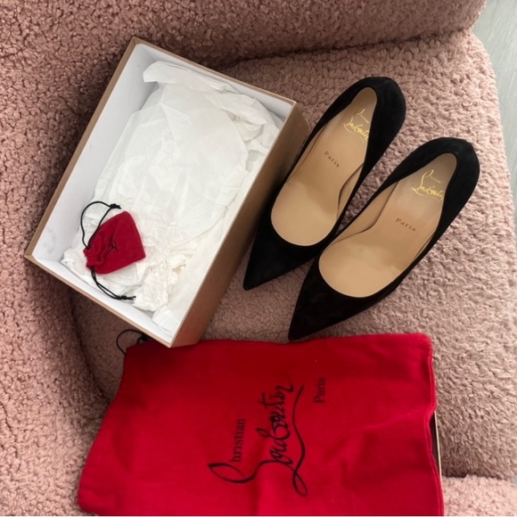 Christian Louboutin Heels (size 40 / 9.5) - Alminette 100mm black suede pumps - Picture 3 of 6